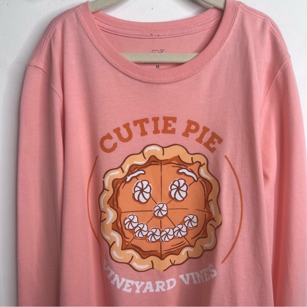Vineyard Vines Pumpkin Glitter Cutie Pie Long Sleeve Pocket Tee Size M
